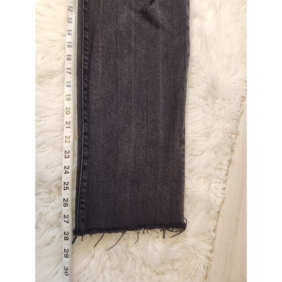 Old Navy Women's Black Stretch Solid High Rise Raw Hem Straight Leg Jeans Size 8 - Picture 7 of 7